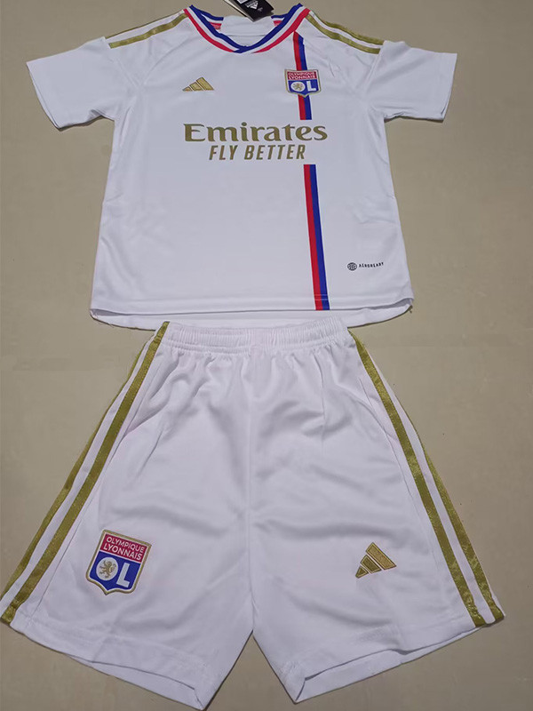 23-24 Lyon Home Kids Soccer Jersey