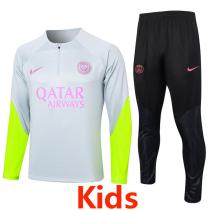 23-24 PSG Jordan Light Gray Kids Half Pull Tracksuit #E779 (童装)(半拉链)
