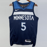 22-23 Timberwolves EDWAROS #5 Blue Top Quality Hot Pressing NBA Jersey