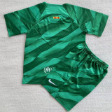 23-24 BAR Green GoalKeeper Kids Soccer Jersey