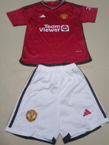 23-24 Man Utd Home Kids Soccer Jersey