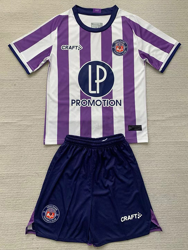 23-24 Toulouse Home Kids Soccer Jersey