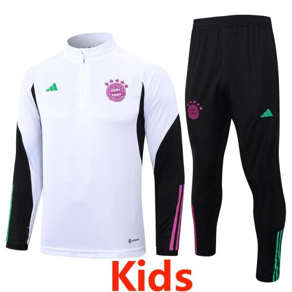 23-24 Bayern White Kids Half Pull Tracksuit E711(童装) (半拉链)