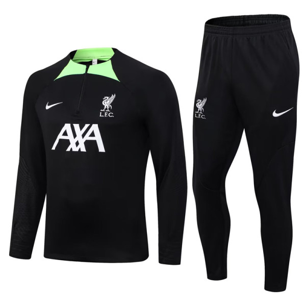 23-24 LIV Black Half Pull Tracksuit (绿领半拉链)