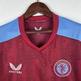 23-24 Aston Villa Home Fans Soccer Jersey