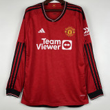 23-24 Man Utd Home Long Sleeve Soccer Jersey (长袖)