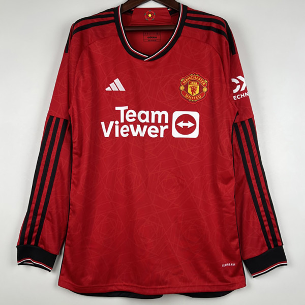 23-24 Man Utd Home Long Sleeve Soccer Jersey (长袖)