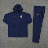 23-24 France Royal Blue Hoodie Jacket Tracksuit