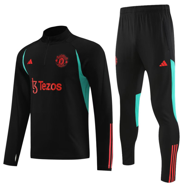 23-24 Man Utd Black Green Half Pull Tracksuit (半拉链)