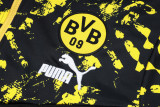 23-24 Dortmund Black Hoodie Jacket Tracksuit #F542