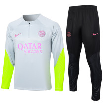 23-24 PSG Jordan Light Gray Half Pull Tracksuit #B780(半拉链)(袖子荧光绿)