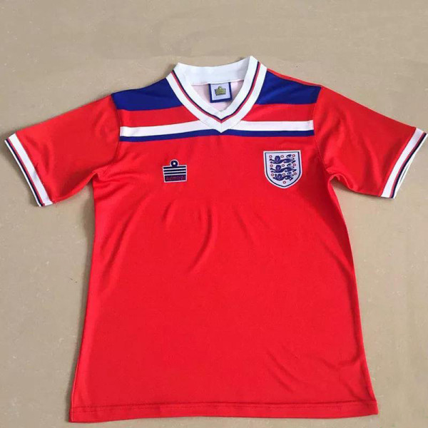 1980-1982 England Away Red Retro Soccer Jersey