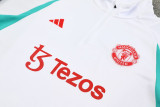 23-24 Man Utd White Green Half Pull Tracksuit (半拉链)