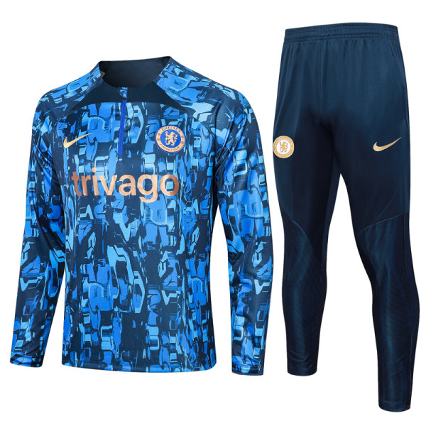 23-24 CHE Fancy Blue Half Pull Tracksuit #B737(半拉链)