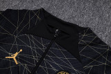 2023 PSG Jordan Black Half Pull Tracksuit (半拉链) (黑金条纹）