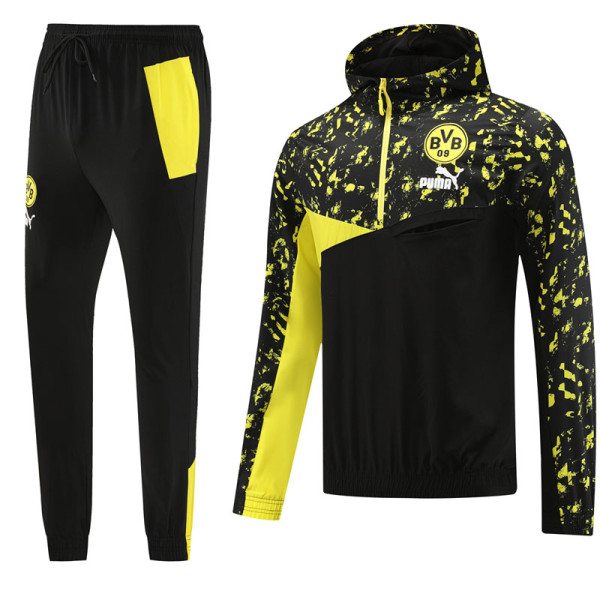23-24 Dortmund Black Yellow Hoodie Jacket Tracksuit