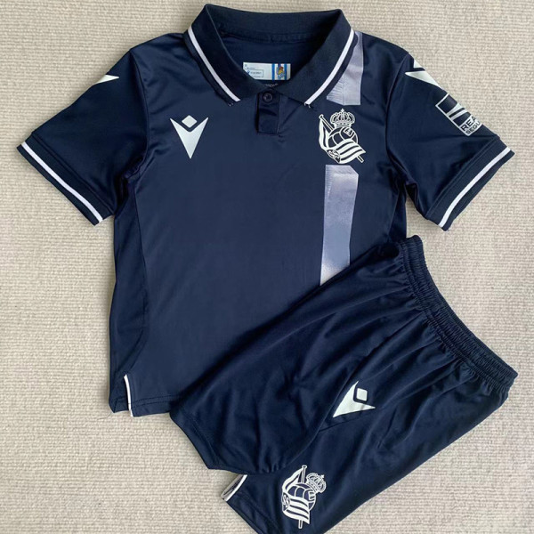 23-24 Real Sociedad Away Kids Soccer Jersey