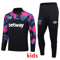 2023 West Ham Black Kids Half Pull Tracksuit (童装) (半拉链)