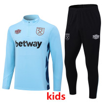 2023 West Ham Light Blue Kids Half Pull Tracksuit (童装) (半拉链)