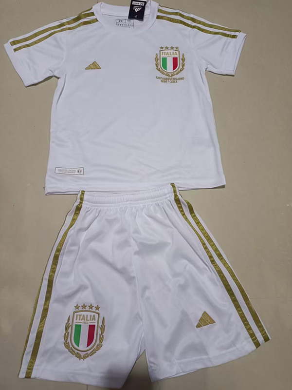2023 Italy White Edition Kids Soccer Jersey a#d
