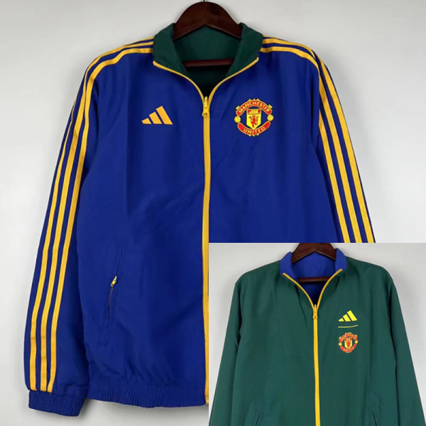 23-24 Man Utd Blue & Green Double Sided Windbreaker (双面风衣)
