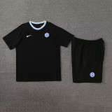 24-25 INT Black Training Short Suit (100%Cotton)纯棉