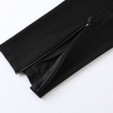 2023 AD02 Black Yellow Short-sleeved Trouser Suit