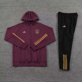 23-24 Germany Dark Red Hoodie Jacket Tracksuit