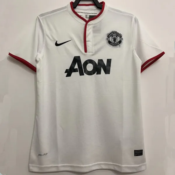 2013-2014 Man Utd Away White Retro Soccer Jersey