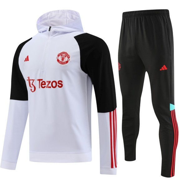 23-24 Man Utd White Hoodie Jacket Tracksuit