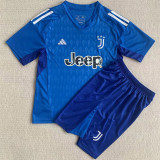 23-24 JUV Blue GoalKeeper Kids Soccer Jersey (背下带广告)