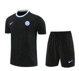 24-25 INT Black Training Short Suit (100%Cotton)纯棉