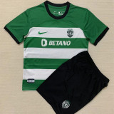 23-24 Sporting Lisbon Home Kids Soccer Jersey