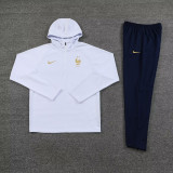 23-24 France White Hoodie Jacket Tracksuit