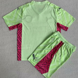 23-24 Man City Fluorescent Yellow GoalKeeper Kids Soccer Jersey