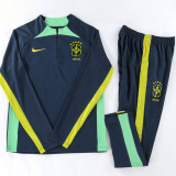23-24 Brazil Royal blue Green Half Pull Tracksuit (半拉链)