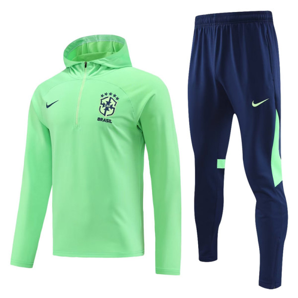 23-24 Brazil Fluorescent Green Hoodie Jacket Tracksuit