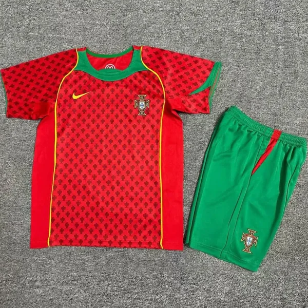 2004 Portugal Home Kids Retro Soccer Jersey