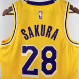 22-23 LAKERS SAKURA #28 Yellow Top Quality Hot Pressing NBA Jersey(圆领)