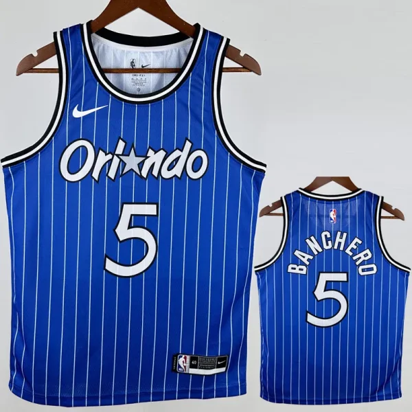 2018-2019 Magic BANCHERO #5 Blue Retro Top Quality Hot Pressing NBA Jersey (条纹)