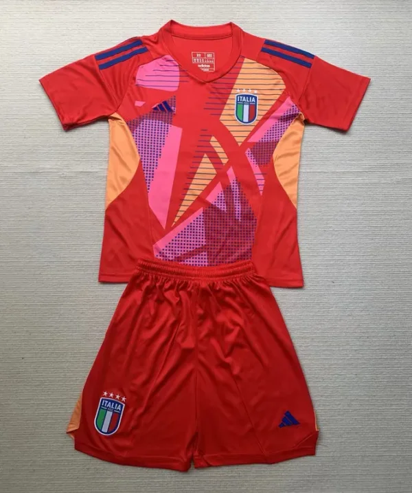 24-25 Italy Red GoalKeeper Kids Soccer Jersey (红色)