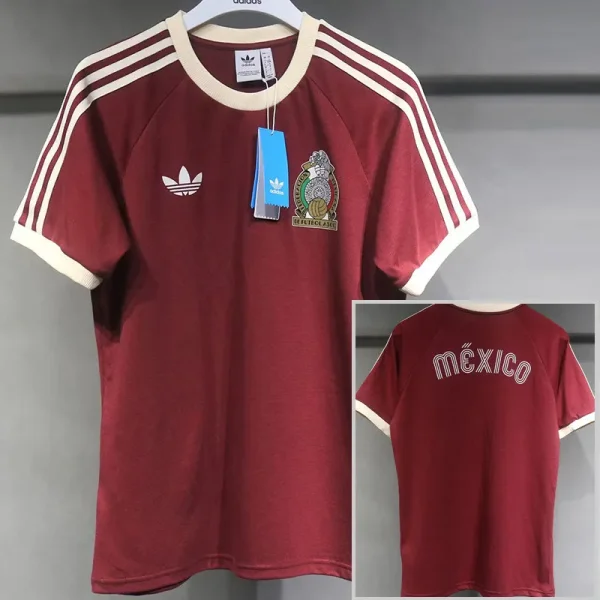 2024 Mexico Claret Color Casual Retro Edition T-Shirts (Pure Cotton)