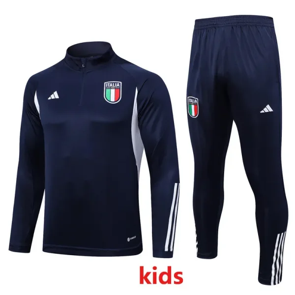 23-24 Italy Royal Blue Kids Half Pull Tracksuit #E686 (童装) (半拉链)