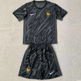 24-25 France Black GoalKeeper Kids Soccer Jersey
