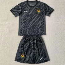 24-25 France Black GoalKeeper Kids Soccer Jersey
