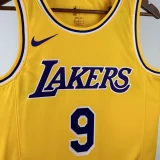 22-23 Lakers JAMES JR. #9 Yellow Top Quality Hot Pressing NBA Jersey(圆领)