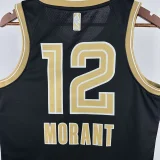 23-24 Grizzlies MORANT #12 Black Glory Edition Top Quality Hot Pressing NBA Jersey 荣耀版
