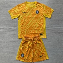 24-25 Netherlands Yellow GoalKeeper Kids Soccer Jersey