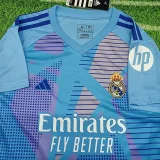24-25 RMA Bllue GoalKeeper Kids Soccer Jersey (带袖广告)