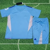 24-25 RMA Bllue GoalKeeper Kids Soccer Jersey (带袖广告)